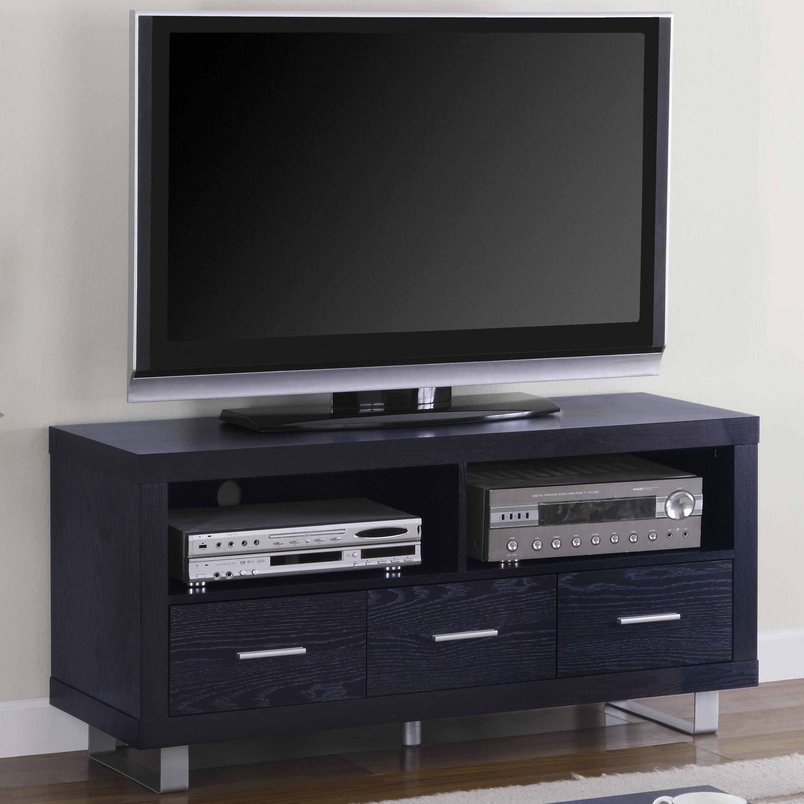 Contemporary Media Console with Shelves and Drawers
